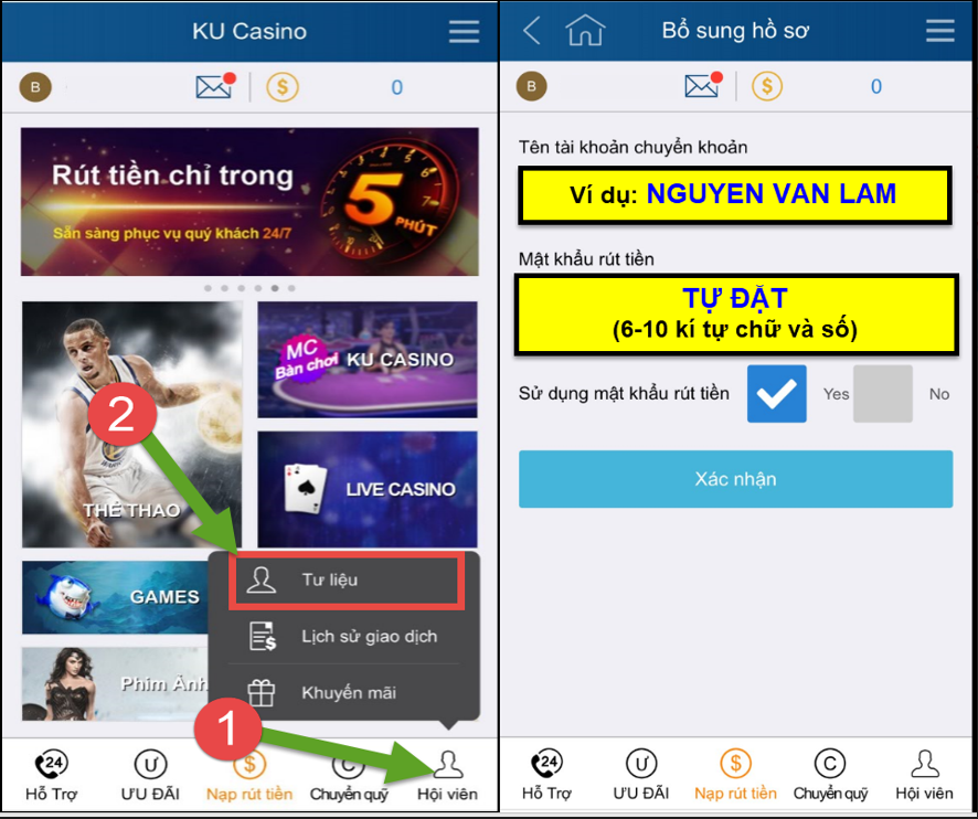 Bổ sung hồ sơ đăng ký tài khoản Kubet