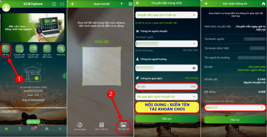 Tải mã QR code lên app ngân hàng