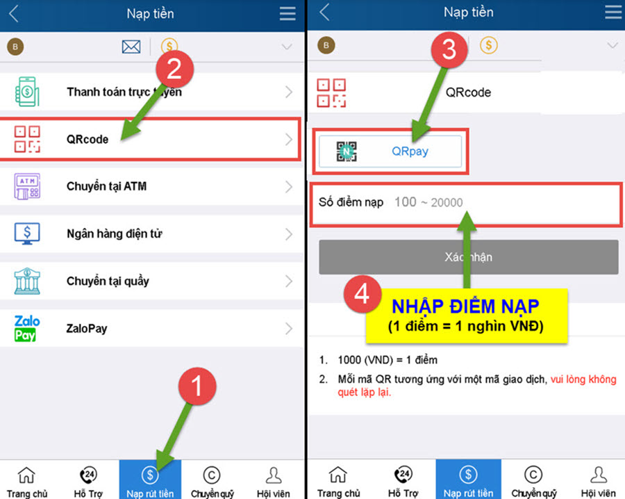 Nạp tiền Kubet qua QR Code